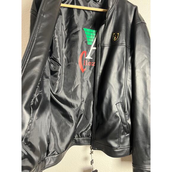 A. Collezioni Italian Black Faux Leather Motorcycle Jacket Size XL - Picture 16 of 16